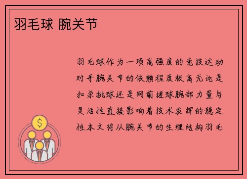 羽毛球 腕关节